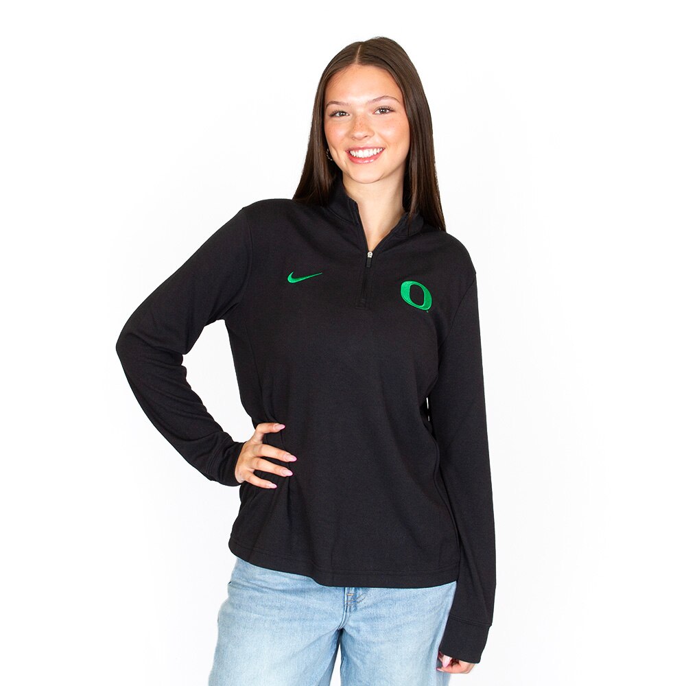 Classic Oregon O, Nike, Black, Pullover, Performance/Dri-FIT, Women, 1/2-zip, Shirt, 954307